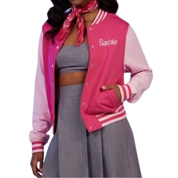 Barbie Varsity jacket sweatshirt material. NWT Hottopic original buyer. Perfect - Picture 3 of 5